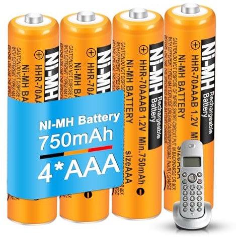 4 Pack NI-MH AAA Akku Wiederaufladbare Batterien 750mAh 1.2v HHR-70AAAB für Gigaset BT Panasonic Kabelloses Heimtelefon