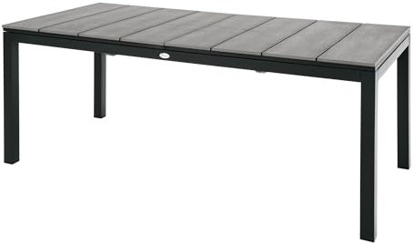 di volio Gartentisch BARLETA aus Aluminium in Holzoptik, 200/250/300 cm – ausziehbarer Terrassentisch für Indoor & Outdoor (Grau)