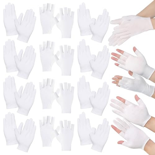 Pluvyze 12 Paar Baumwollhandschuhe Fingerlos,Baumwollhandschuh,Handschuhe Fingerlos Dünn Baumwolle