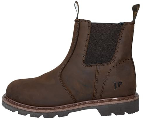 JACK PYKE Shires Mens Dealer Boots – Oiled Leather Slip-On Chelsea Boots with Elastic Sides, Oil Resistant Sole and Double Pull Tabs for Country or Outdoor Use - Brown, Size 10 UK