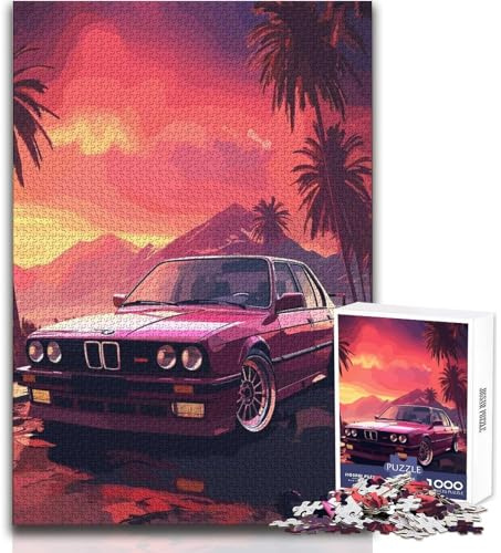 BMW EM Neon Beach Art Puzzle für Erwachsene, 1000 Teile, unterhaltsames Lernspiel zum Gehirntraining, tolles und einzigartiges Überraschungsgeschenk, Größe 38x52cm