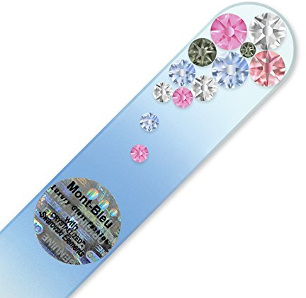 Mont Bleu Crystal Nail File hand decorated with crystals - Handbag Size - Hand Made - Czech Tempered Glass