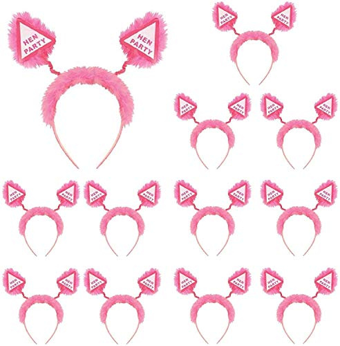 Gifts 4 All Occasions Limited 6 x Head Boppers Pink Fluffy Fur Triangle Antlers Girls Night Fancy Dress Costume Headband Fun Hen Party Bag Fillers Games