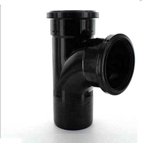 110MM Push Fit 90 Degree Double Socket Tee Branch - Black Soil Pipe and Ring Seal Fittings