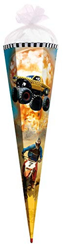 Schultüte - Monstertruck - Fahrzeug/Auto Truck - 22 cm - rund - mit Tüllabschluß - Zuckertüte - mit/ohne Kunststoff Spitze - Roth - Jungen - Fahrzeuge..