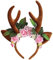 KarnevalsTeufel REH Haarreif mit Blumen, REH Ohren und Geweih Haarschmuck Accessoire Rentier Hirsch Elch Weihnachten