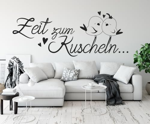 tjapalo® a8 wandtattoo Zeit zum Kuscheln Wandtattoo Schlafzimmer spruch liebe Wandtattoo Wohnzimmer romantisch Wandsprüche paare, Farbe: Schwarz, Größe: B160xH58cm