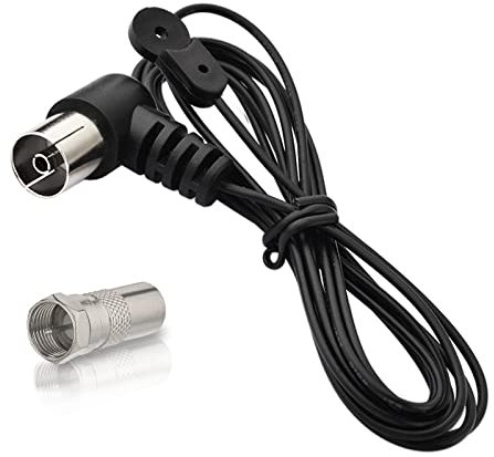 Bingfu Dipole FM Radio Antenna - HiFi AM Aerial 75 Ohm Coax Coupling Indoor Coax Plug to F Plug Adapter for AM/FM Radio