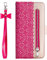 ZCDAYE Zipper Wallet Case for iPhone 6 6S,Fabulous Glossy Pattern Magnetic Closure PU Leather [Bowknot Lanyard][Kickstand][Card Slots] Soft TPU Book Case Cover for iPhone 6 6S-Red