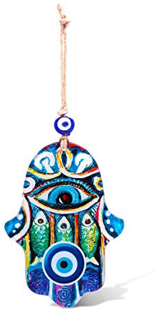 MYSTIC JEWELS Wandschmuck in Hamsa-Form (Hand der Fatima) aus Glas, um Gesundheit und Erfolg nach Hause zu bringen (Farbe 2)