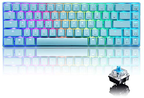 UrChoiceLtd 60% mechanische Gaming-Tastatur Typ C Kabelgebunden, 68 Tasten, wasserdichte USB-Tastatur mit LED-Hintergrundbeleuchtung, RGB-Hintergrundbeleuchtung, vollständige Anti-Ghosting-Tasten