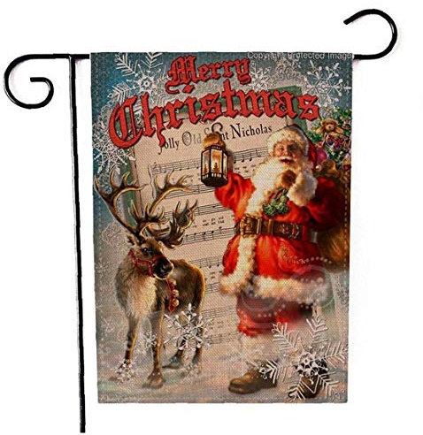 Zonfer 1pc Frohe Weihnachten Garten Flagge, Weihnachtsmann Winter-dekorative Garten Fahnen, Doppelseitig, 18 * 12in