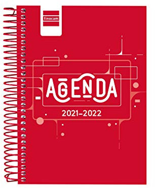 Finocam - Kalender Cool 2021/2022, 1 Tag pro Seite, September 2021 bis Juni 2022, 10 Monate und Juli/August als Übersicht, 8º, 120 x 162 mm, Rot, Spanisch