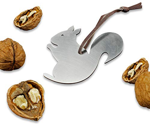 15x Echter Edelstahl-Nussknacker Form Eichhörnchen inklusive Lederband - 6,5 x 6,5 cm - Cellophaniert ideal als Anhänger oder kleines Geschenk