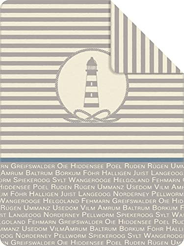 Ibena Wohndecke MARITIM 3904-800, 150 x 200, grau/weiß, Größe:150 x 200 cm