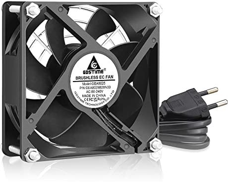 GDSTIME Ventilador EC de 230 V y 80 mm, ventilador de 80x25 mm, 220 V, doble rodamiento de bolas AC 240 V, 80 mm, ventilador de 2800 rpm, sin escobillas, refrigeración de 230 V
