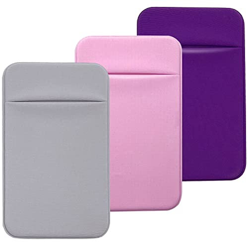 CKANDAY 3 Farben Handy-Kartenhalter mit Selbstklebendem Aufkleber für die Rückseite des Handys, Dehnbare Stoff-Kartenhüllen für Ausweise, Kreditkarten, Brieftasche, für Android-Smartphones