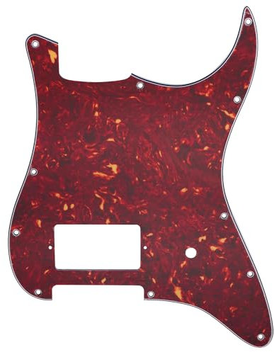 Musiclily Pro 11 Holes ST Strat One Humbucker Guitar Pickguard Scratch Plate for USA/Mexico Fender Tom Delonge Stratocaster Electric Guitar, 4ply Vintage Tortoise