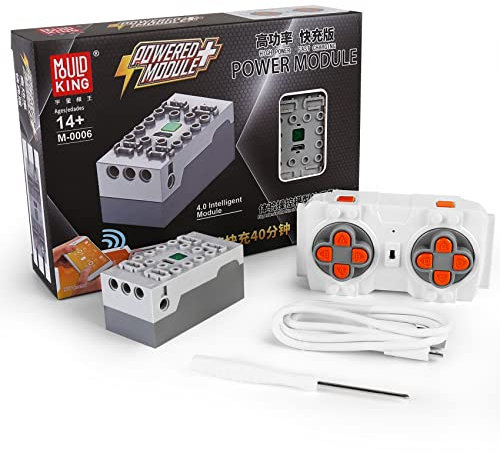 Mould King M0006 4.0 Powered Module Kit, Upgrade Power Funktions Sets mit wiederaufladbarer Fernbedienung und Batteriebox, 4 Power Output Port