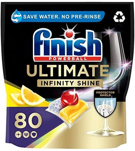 Finish Ultimate Infinity Shine Dishwasher Tablets Bulk | Scent: Lemon | Size: 80 Dishwasher tabs | Ultimate Clean and Shine