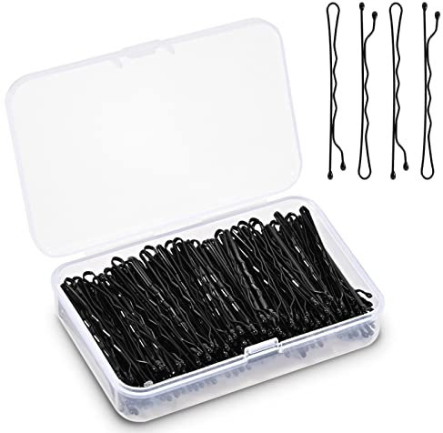 Haarnadeln, 150 Stück Wellenform Haarklammern, Metall Bobby Pins, Haarnadel-Set für Kinder, Mädchen Haarzusätze, Friseursalon (Schwarz)