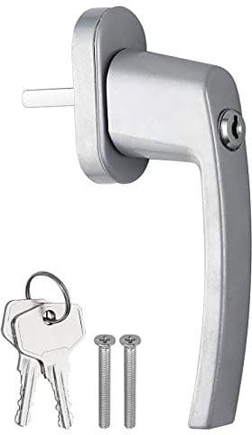 AUTOUTLET Fenstergriff Aluminium, 1 Stück abschließbar Sicherheitsfenstergriff Fensterschloss Kindersicherung mit Schloss in Stiftlänge 35mm, Gleichschließend Windows Balkontürgriff(grau)