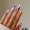 Sethexy Swirl Almond False Nails Wave Line Stiletto Stick on Nails Abstract Blue Fake Nails 24Pcs Acrylic Art Press on Nail Tips for Women and Girls