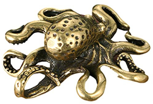 HOMSFOU Spielzeug Kupfer Mini Octopus Statue Feng Shui Messing Tier Figur Miniatur Krake Skulptur Kleine Meer Kreatur Tischdekor Home Ornament Tee Haustiere Miniforce-Spielzeuge