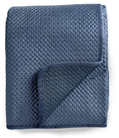 HOMLA Zemi Velours Tagesdecke mit geprägtem Muster Marineblau 200x220 cm