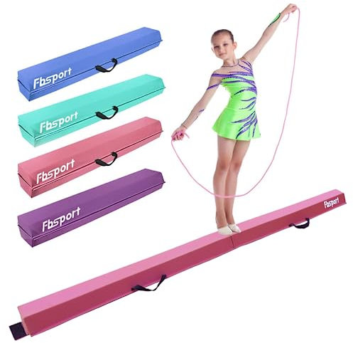 FBSPORT 240 cm Schwebebalken Kinder Faltbarer Balken Turnen Balance Beam für Zuhause Training Klappbarer Schwebebalken Gymnastik Gymnastikbalken mit Rutschfestem Boden und Tragetasche