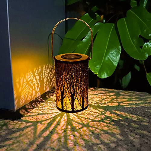 XVZ Farolillos Solares Exterior, Luces Impermeables, Linternas Colgantes de Metal para Jardín, Césped, Camino, Patio y Balcón Decoración