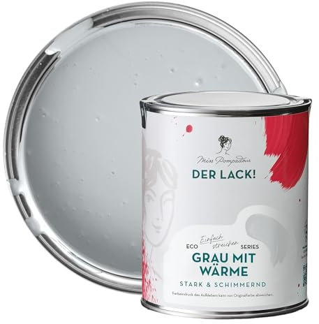 MissPompadour seidenmatte Holzfarbe Innen & Außen 1L Grau mit Wärme, Möbelfarbe ohne Schleifen - Farbe für Holz, Metall, Kunststoff - Holzlack, Möbellack schnelltrocknend mit hoher Deckkraft