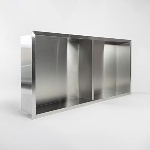 Fuchs Design Duschnische V2A Edelstahl 30x60x10cm Randlos - Premium Edelstahl Wandnische für Dusche und Badezimmer