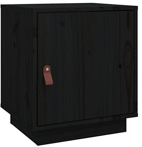 vidaXL Nachttisch mit 2 Fächern Nachtschrank Nachtkonsole Nachtkommode Schlafzimmer Schrank Kommode Nachtkästchen Schwarz 40x34x45cm Massivholz Kiefer