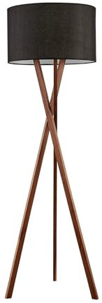 Lucande Lampadaire Tissu Auriane (Scandinave) en Noir Textile e. a. pour Salon & Salle à manger (1 lampe,à E27), Sur Pied, Lampe a de Sol