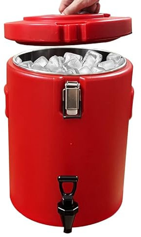 Hot Water Insulated Beverage Dispenser - 3 Gallon SUS304 Stainless Steel Interior and Spout Spigot Beverage Dispenser,Ice Barrel Drink Cooler Water Jug for Coffee Milk Camping Party