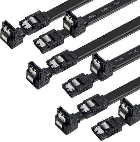 BENFEI Cavo SATA III, confezione da 6 cavi SATA III, 6 Gbps, angolo retto di 90 gradi, con chiusura di bloccaggio, 45,7 cm, per HDD SATA, SSD, driver CD, masterizzatore CD, nero