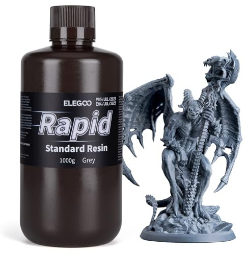 ELEGOO Schnelles Harz mit UV-Polymerisation 405 nm Harz 3D-Drucker UV-Härtung für 3D-Drucker, LCD, schnelle Härtung, hohe Präzision, grau, 1000 g
