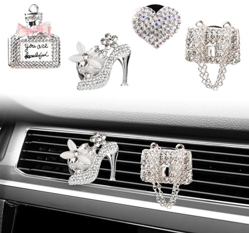 Pinsheng 4 Stück Auto Lufterfrischer Diffuser Clip Auto Klimaanlage Lüftungsclip Dekoration Mit Aromatischem Pad Aromatherapie Diffusor Parfüm Clip Luftauslass Auto Dekoration für Büro, Zuhause, Auto