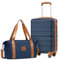 COOLIFE Set de 2 pièces Ryanair Valise Cabine 55×35×20 ABS Valises et 1 Bagage Cabine Leger a 4 Roues,Serrure TSA (Bleu Marron, 55×35×20 Set de Valises)