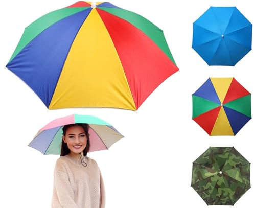 3 Stück Regenschirm Angelschirm Propeller MüTze Regenhut Faltbarer Regenschirmhut SpaßIges Accessoire Kopfregenschirm Sonnenschutz Tragbar Uv-BestäNdig
