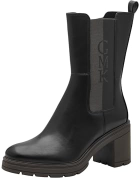 MARCO TOZZI by Guido Maria Kretschmer Damen Chelsea Boots mit Blockabsatz mit Reißverschluss, Schwarz (Black/Khaki), 37 EU