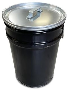 BarrelKings - BinBin - Handle Argent - Baril de Pétrole - Avec Couvercle en Poignée - Noir - 60 L - Tonneau Metal - Poubelle Metal - Baril Déco - Poubelle Baril - Poubelle Exterieur