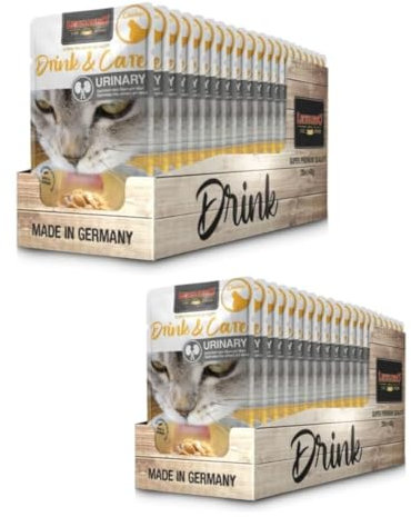 Leonardo Drink Urinary Care Pollo [Pack 2 Cajas De 20x40g Total 40 Sobres] Bebida para Gato | Caldo de Carne con Tiras | Alimento complementario para Gatos