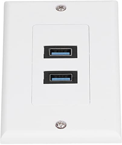 Placa de Pared USB 3,0, Transmisión Rápida de Datos, Puerto USB Dual, Panel de Carga, Fácil Instalación, Uso Doméstico, Material ABS
