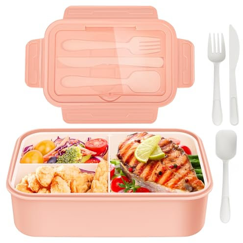 waabose Brotdose Kinder mit Fächern, 1400ml Bento Box Kinder, Lunchbox Kinder Auslaufsicher Vesperdose Mit 3 Fächer,BPA-Frei Brotbox für Mädchen & Jungen, Lunch box für Schule, Picknick, Büro
