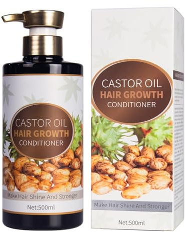 Rizinusöl Conditioner, Castor Oil for Hair Growth, Stärkendes Haarpflege Spülung gegen Haarausfall, Haarwachstum Serum für Trockenes und Glanzloses Haar 500ml