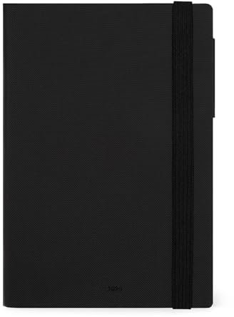 Legami - Agenda Settimanale con Notebook, 12 Mesi Medium, Diario da Gennaio 2025 a Dicembre 2025, Chiusura con Elastico, Planner Mensile Gennaio 2026, Taschina, Rubrica, 12 x 18 cm, Black Diamond