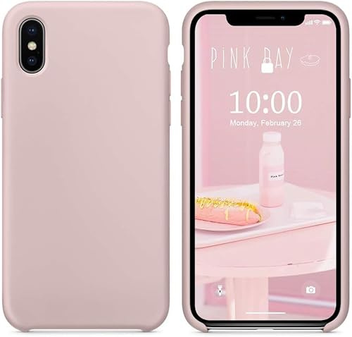 Generico Cover in Silicone Liquido per iPhone XS Max, Custodia in Gomma Gel Morbida, Bianco (rosa cipria)
