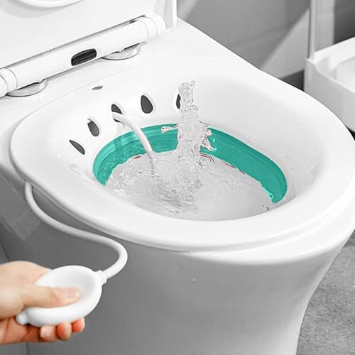 Bain d'assise pour les toilettes avec rinçage, insert de bidet pour toilettes, baignoire pliable pour hémorroïdes, soins post-partum, femmes enceintes et personnes âgées